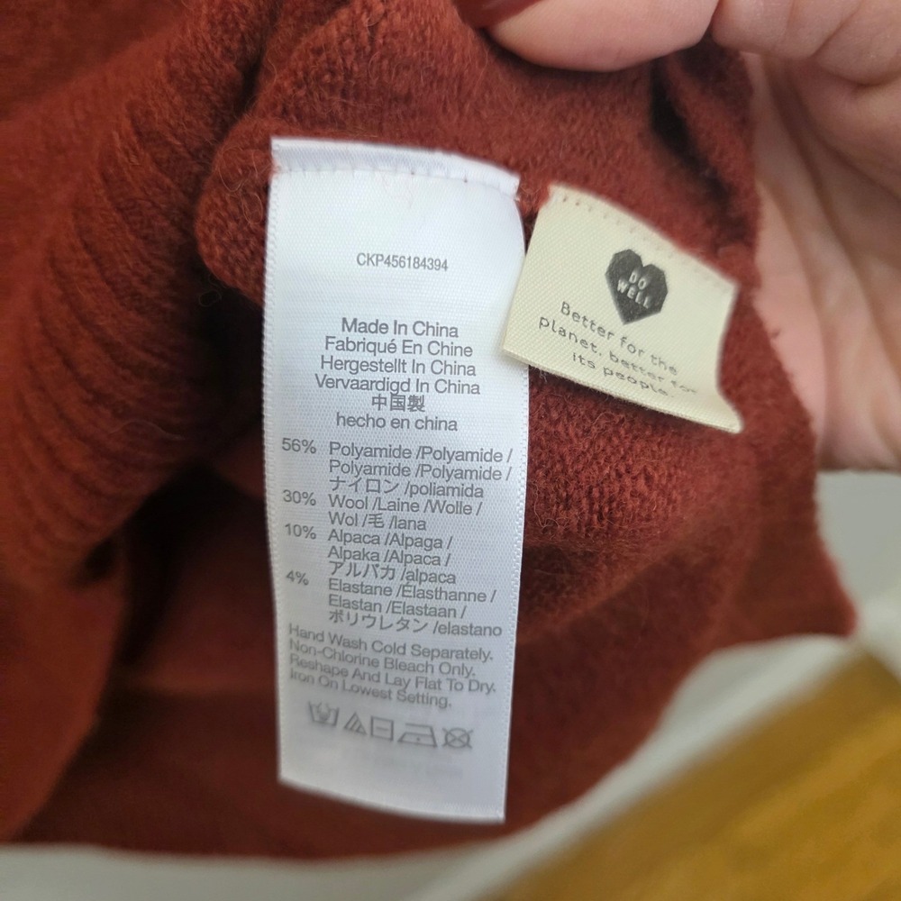 Madewell Rust Red V Neck Textured Knit Sweater Pullover Size 2X Classic Cozy - Picture 7 of 11